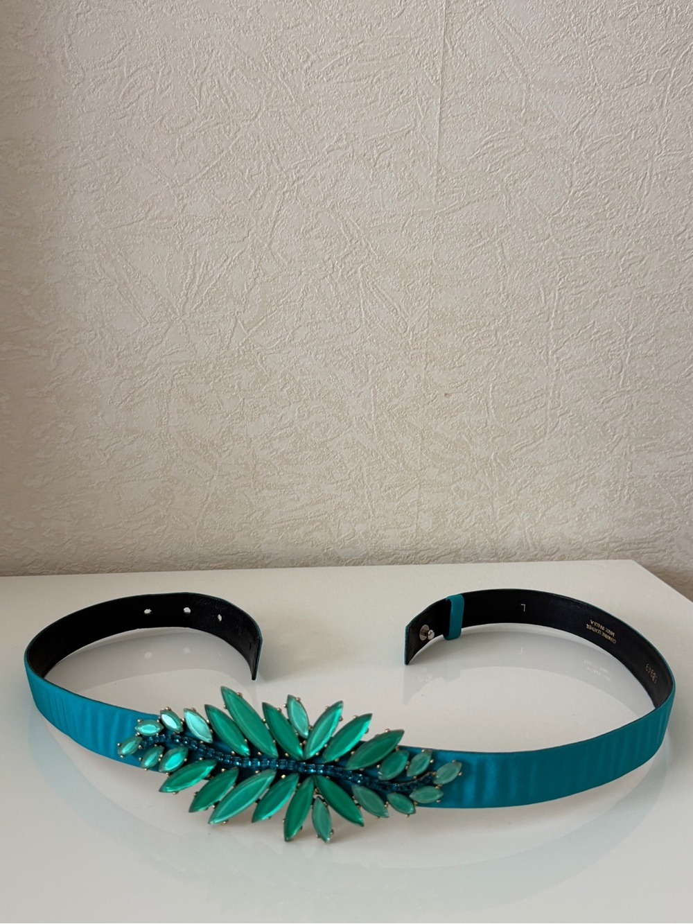 Oscar de la Renta Teal Jeweled Waist Belt